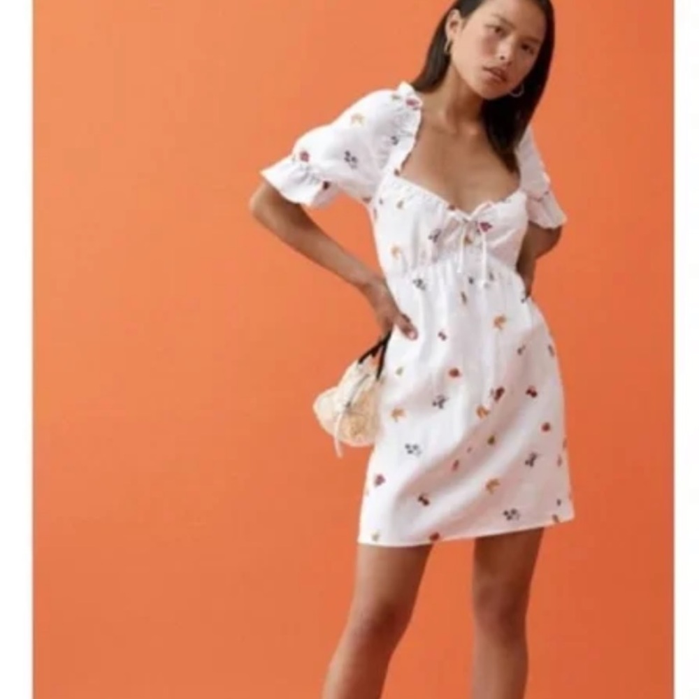 Reformation Channa Linen Fruit Loop Dress, size M